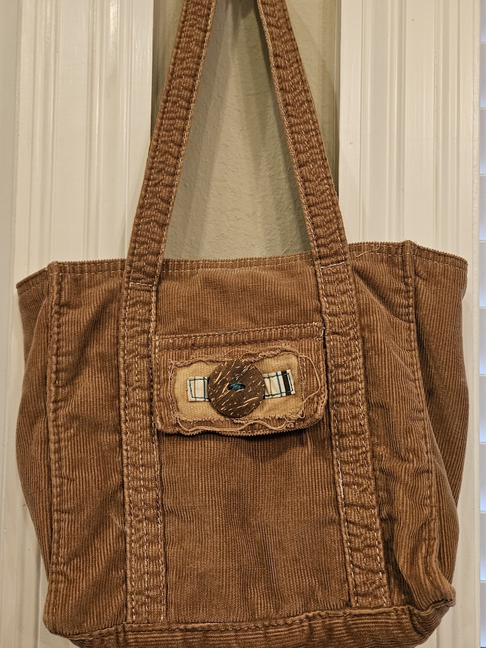 Aeropostale  Y2k Brown Corduroy Mini Tote with Decorative Patch Snaps